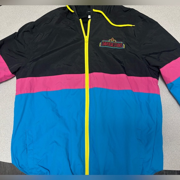 Universal Studios Nylon Windbreaker Adult Large Colorblock Full Zip Jacket Retro - Picture 5 of 13